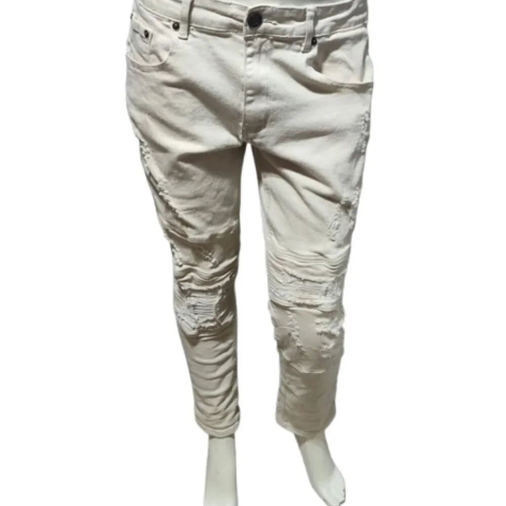 Spark Ivory Men's Stretch Skinny Jeans Premium Denim Studio Collection 34/30